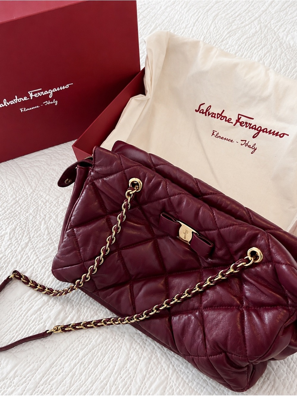Salvatore Ferragamo Ginette Quilted Nappa Leather Chain Bag
